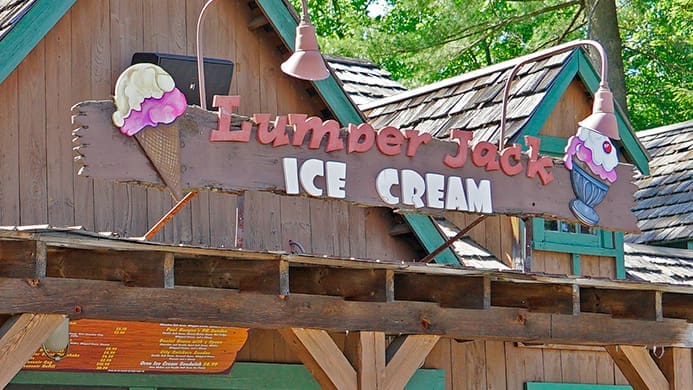 Lumberjack ice cream stand at Canobie Lake Park.