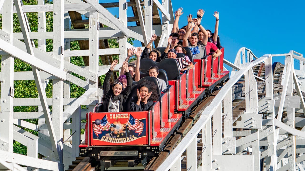 Cannonball roller coaster at Canobie Lake Park